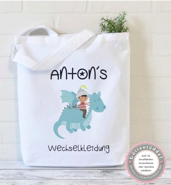 Drache Ritter WECHSELKLEIDUNG Sport Schule personalisiert mit Name Kindergarten Wechselwäsche Kindergartenkind Einschulung Geburtstag von Lüttentüddel®